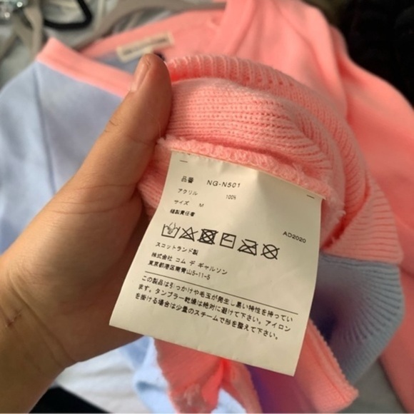 Comme des Garçons GIRL x Lochaven of Scotland Cardigan Colorblock Pink Blue - Picture 7 of 7